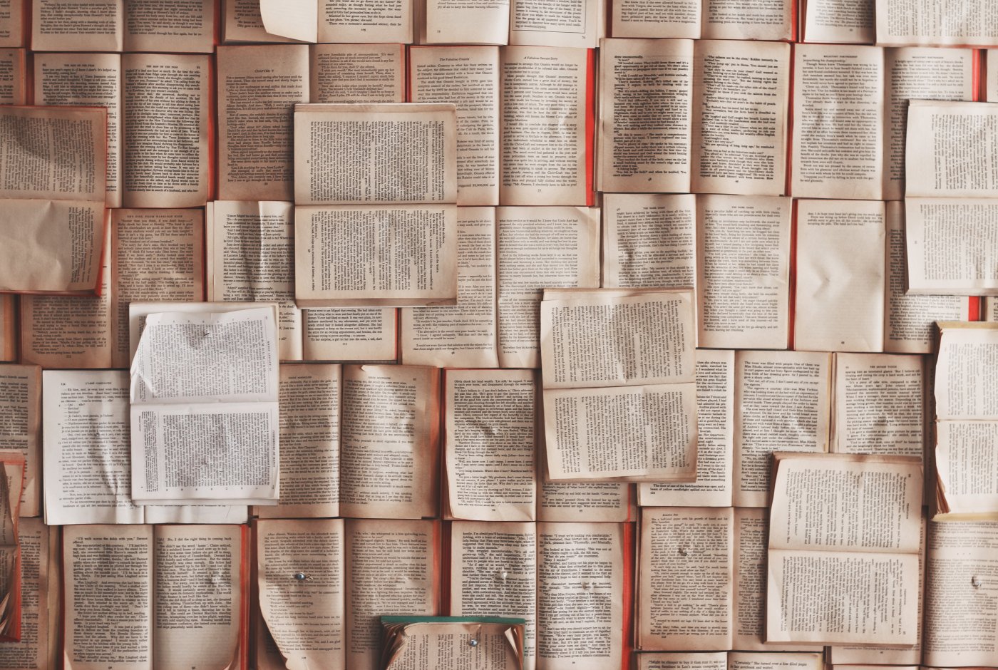 many open books lying together