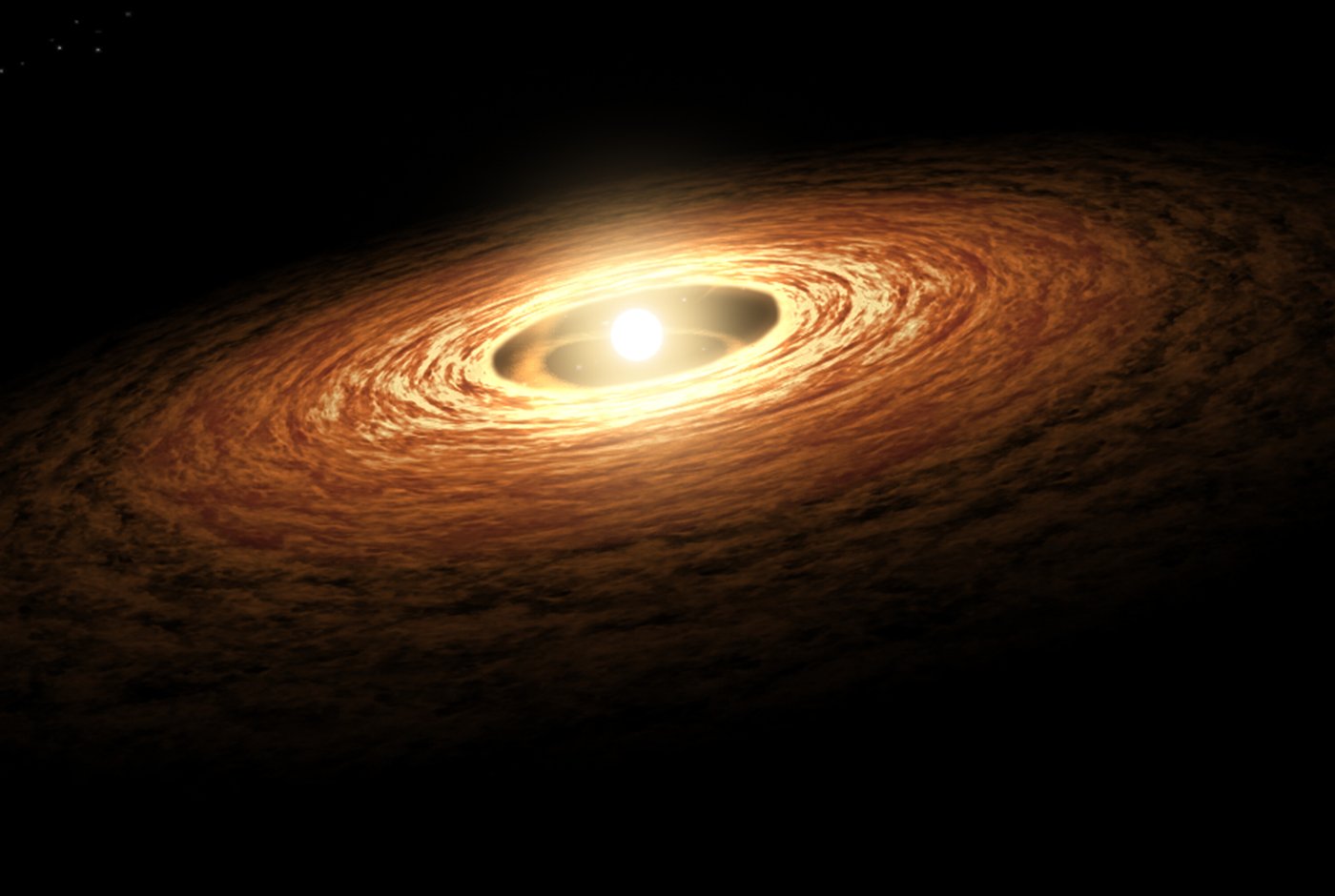 artist’s impression of a young star surrounded by a protoplanetary disc