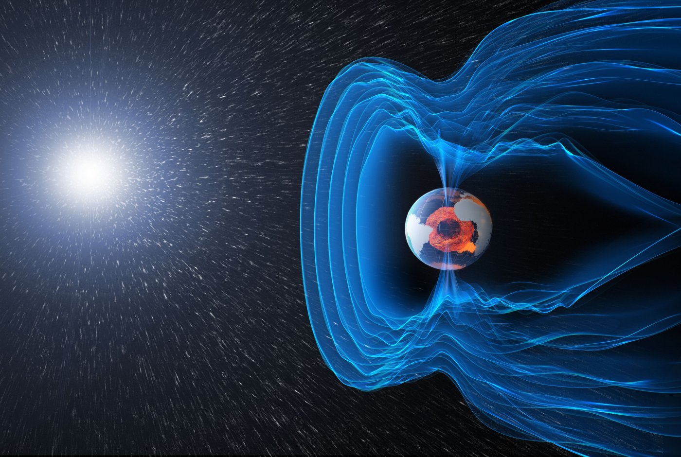 Drawing of the Earth magnetic field