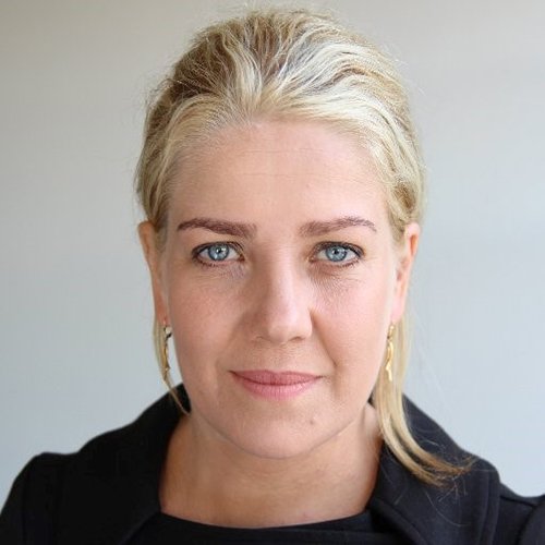 a woman with blue eyes