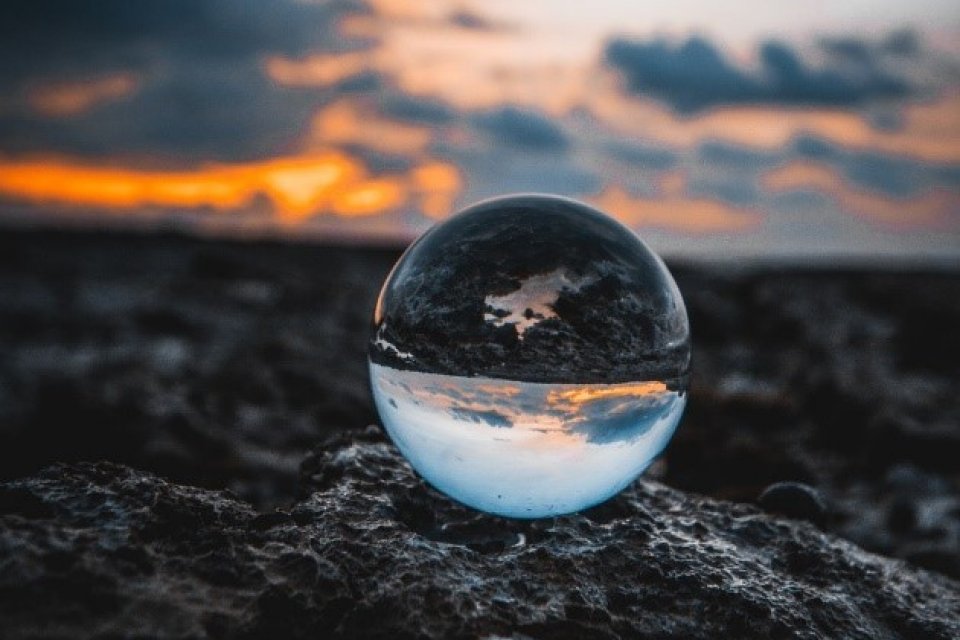 photo of a crystal ball in nature 