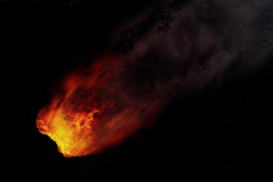 a meteorite in flames