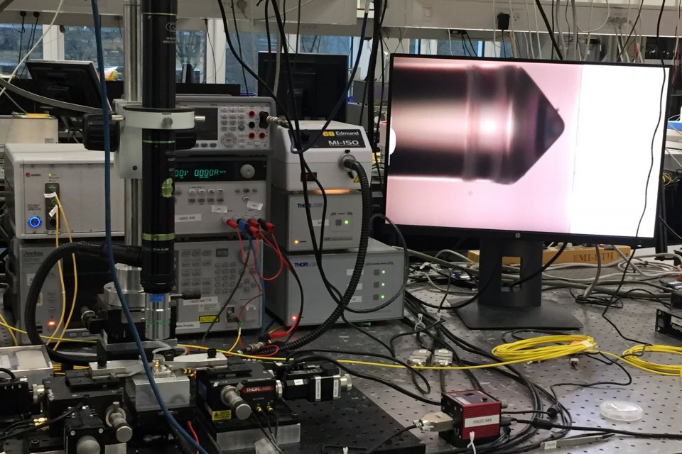 a screen with a large probe on it