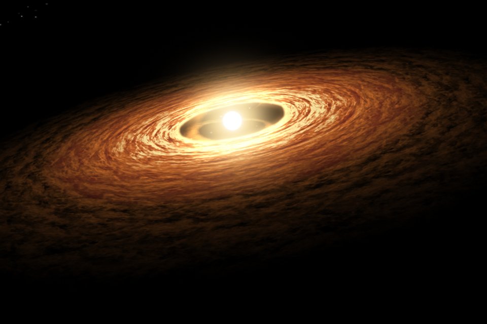 artist’s impression of a young star surrounded by a protoplanetary disc